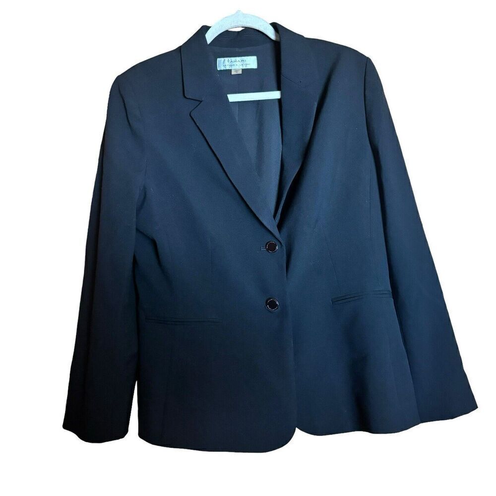 TAHARI ASL Levine Blazer Womens 10 Multicolor Chevron Print Open Career Jacket